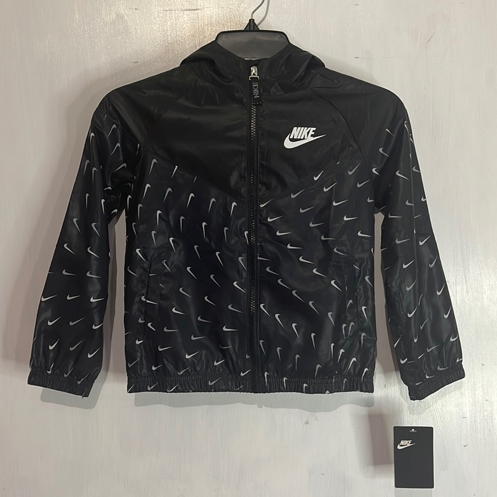 Nike Jacket Windbreaker Girls Kids Size 6X Large Black/White
